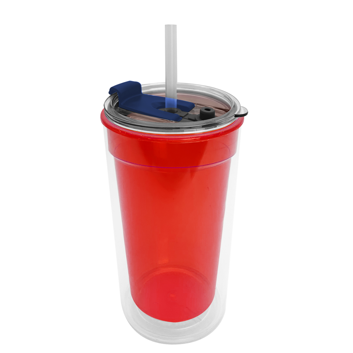 Custom logo Transparent Tumbler with 2-in-1 Lid with Straw - 14 oz.