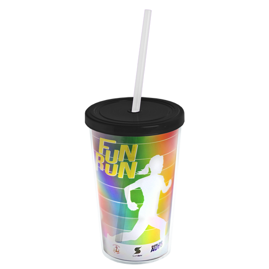 Transparent Tumbler with Straw Lid and Full-Color Paper Insert - 16 oz.