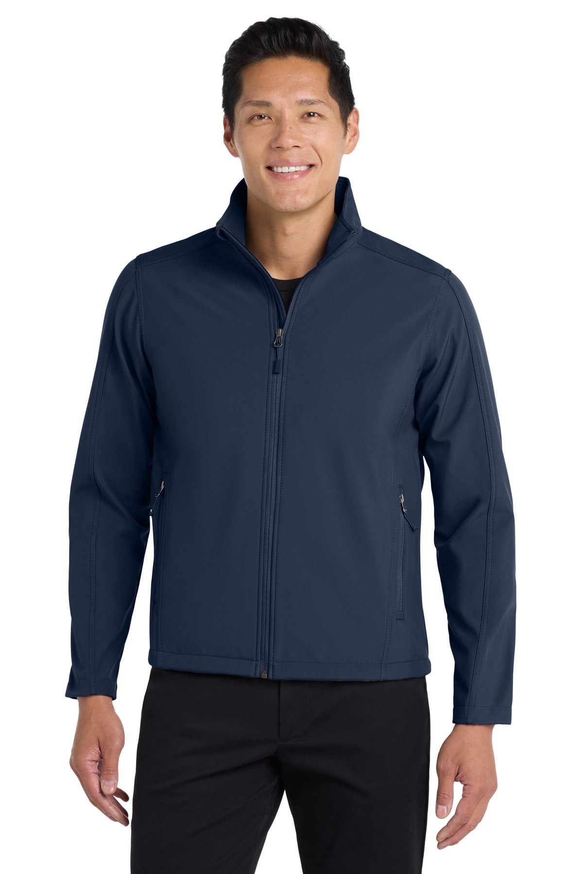 Custom logo Port Authority® Tall Core Soft Shell Jacket. TLJ317 in Dress Blue Navy