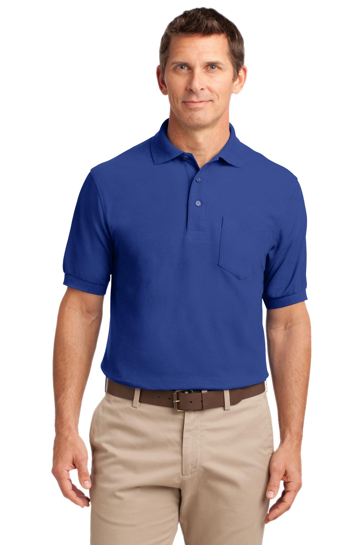 Custom logo Port Authority® Tall Silk Touch™ Polo with Pocket. TLK500P in Royal
