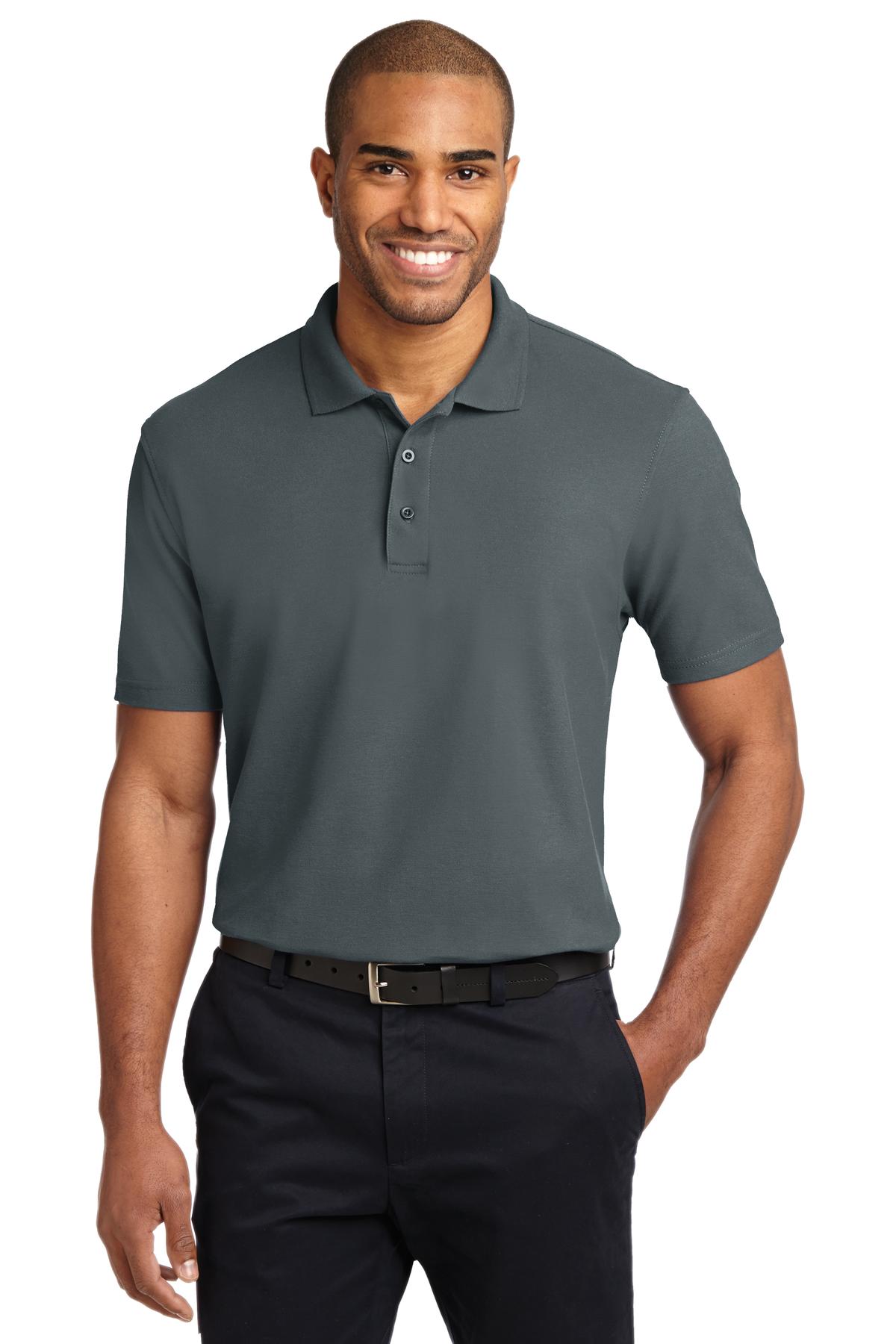 Custom logo Port Authority® Tall Stain-Release Polo. TLK510 in Steel Grey
