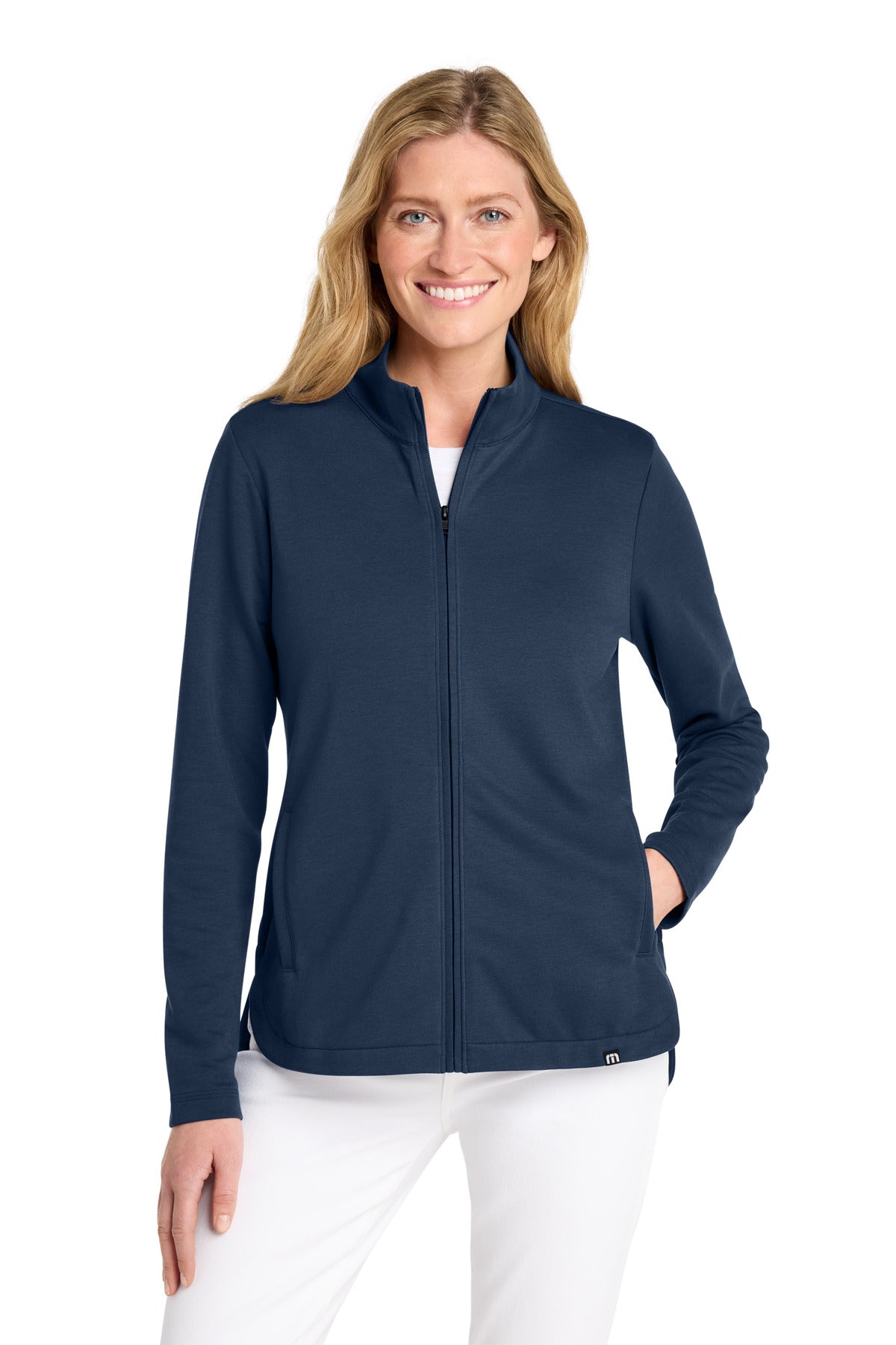 Custom logo TravisMathew Women's Coveside Full-Zip TM1LD001 in Blue Nights