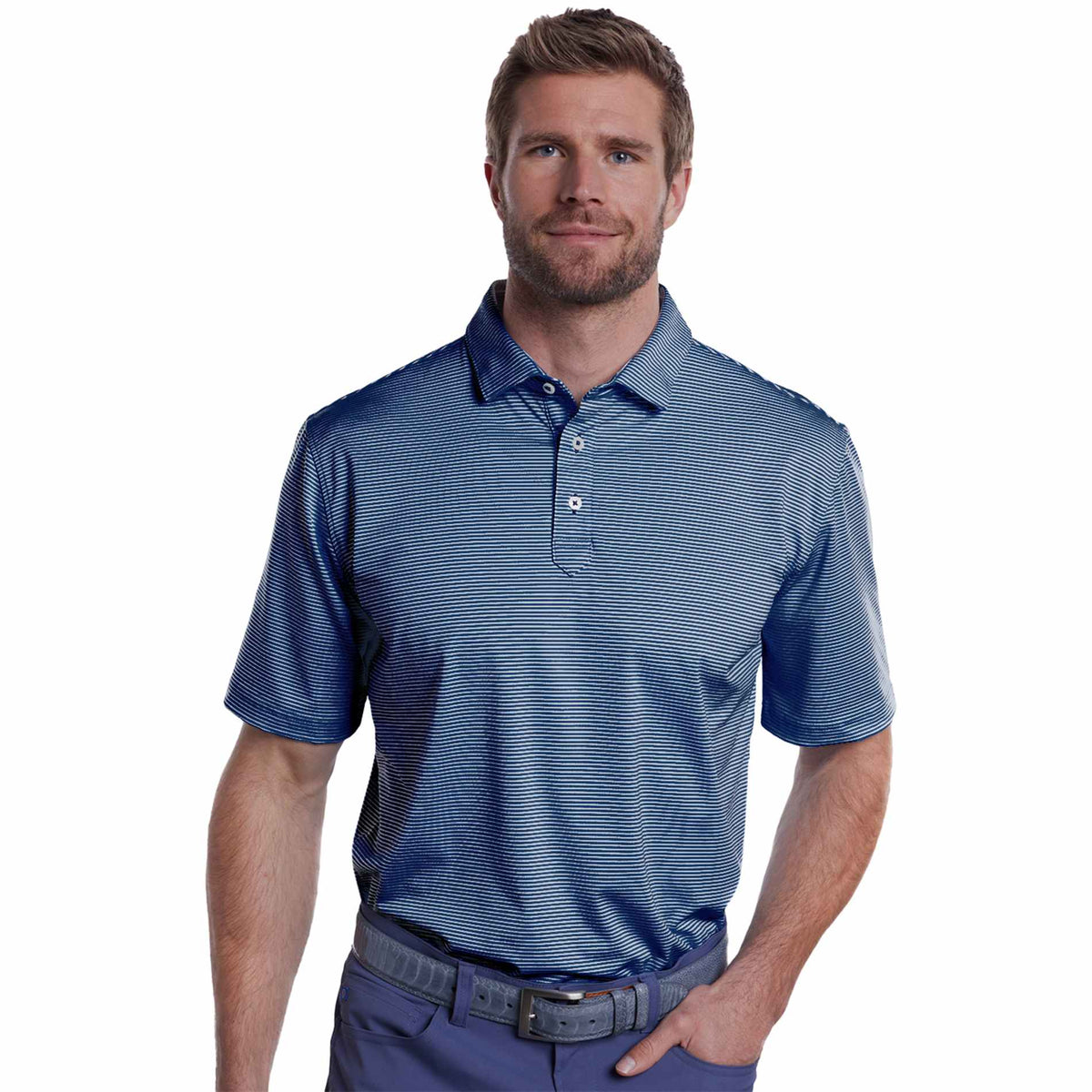 Custom logo STITCH® Atlantic Stripe Polo Shirt - Men's