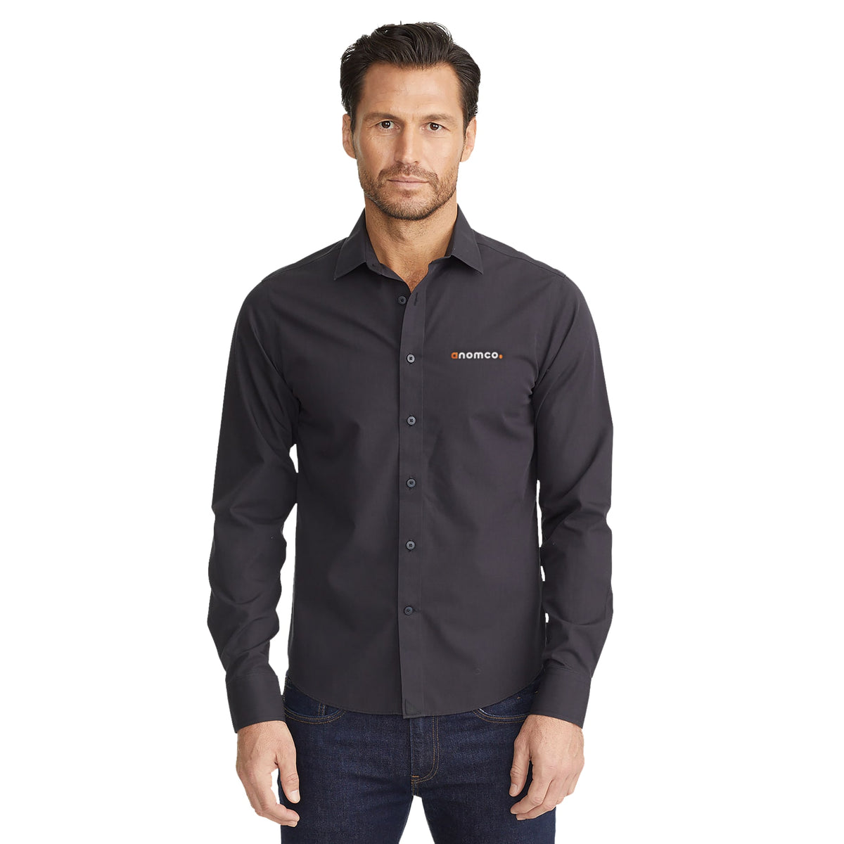 Custom logo UNTUCKit Black Stone WF Long Sleeve Shirt-Men's