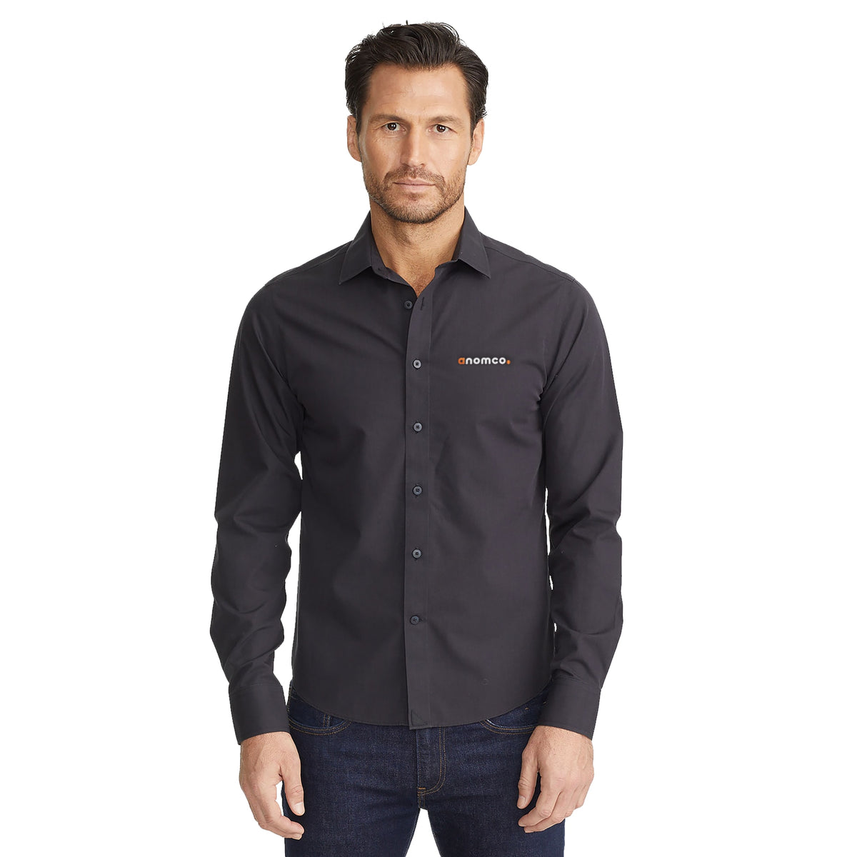 Custom logo UNTUCKit Black Stone WF LS Slim Fit Shirt-Men's