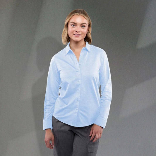 Custom logo TATRA Eco Long Sleeve Knit Button Up Shirt-Women's