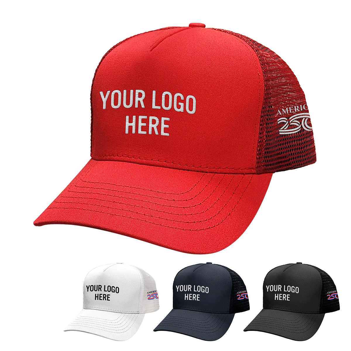 Custom logo America250™ 5 Panel Trucker Cap