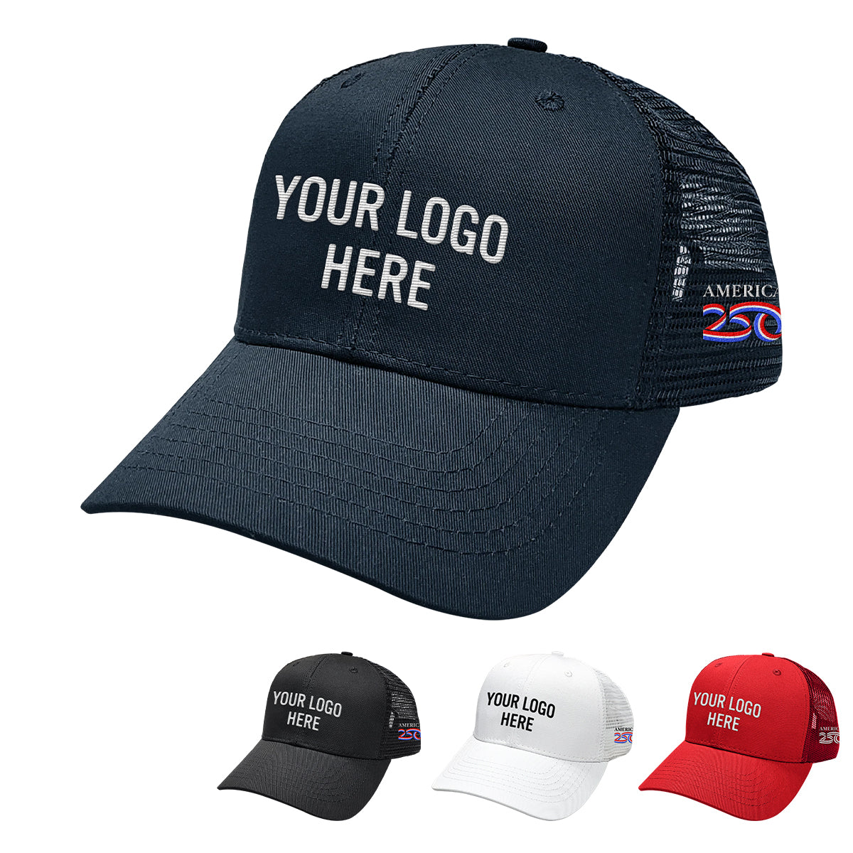 Custom logo America250™ 6 Panel Trucker Cap