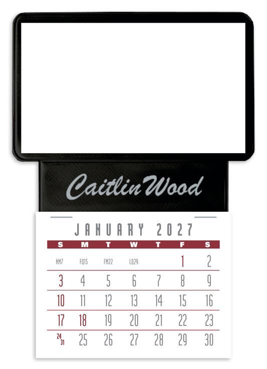 Press-N-Stick Business Card Holder With Imprint And Calendar Pad