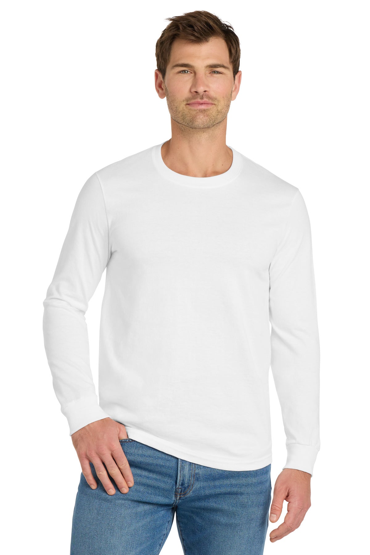Custom logo Volunteer Knitwear™ Chore Long Sleeve Tee VL60LS in White