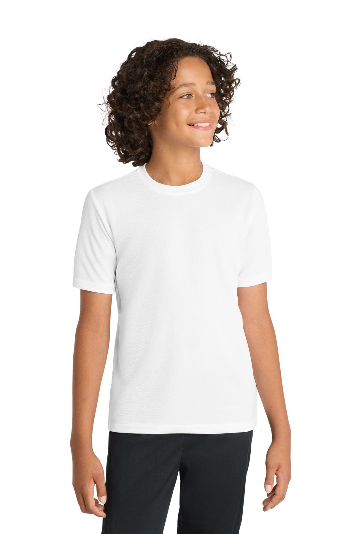 Custom logo Sport-Tek® Youth PosiCharge® RacerMesh® Tee. YST340 in White