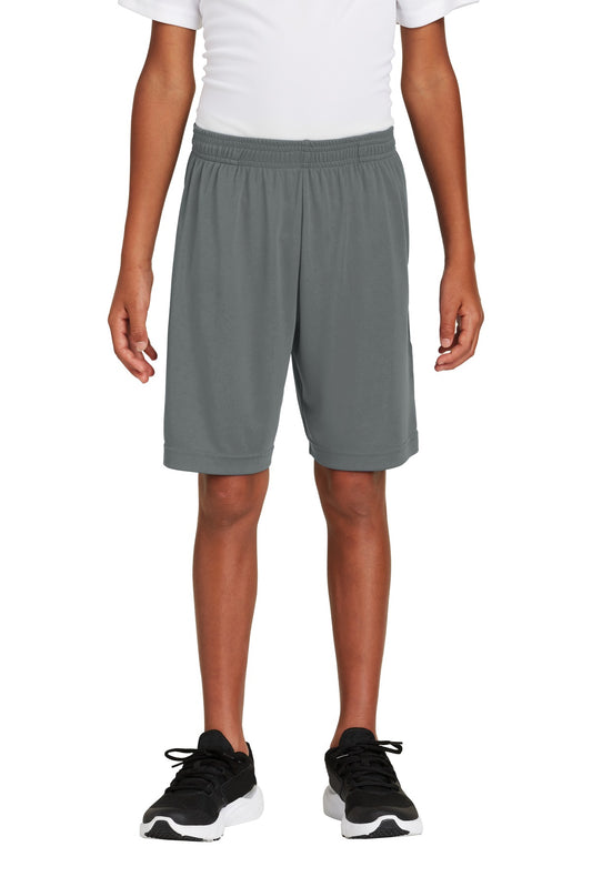 Custom logo Sport-Tek ® Youth PosiCharge ® Competitor ™ Pocketed Short. YST355P in Iron Grey