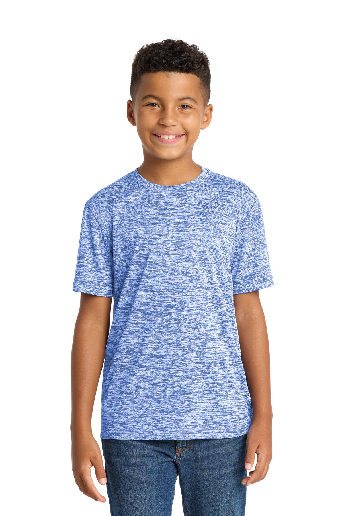 Custom logo Sport-Tek® Youth PosiCharge® Electric Heather Tee. YST390 in True Royal Electric