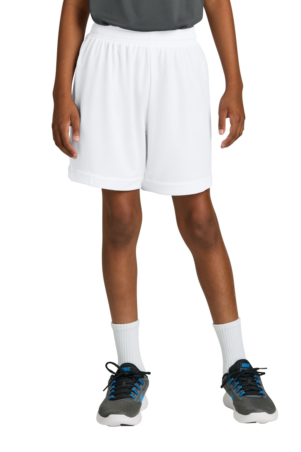 Custom logo Sport-Tek® Youth Club 5 Short YST4420 in White/ White
