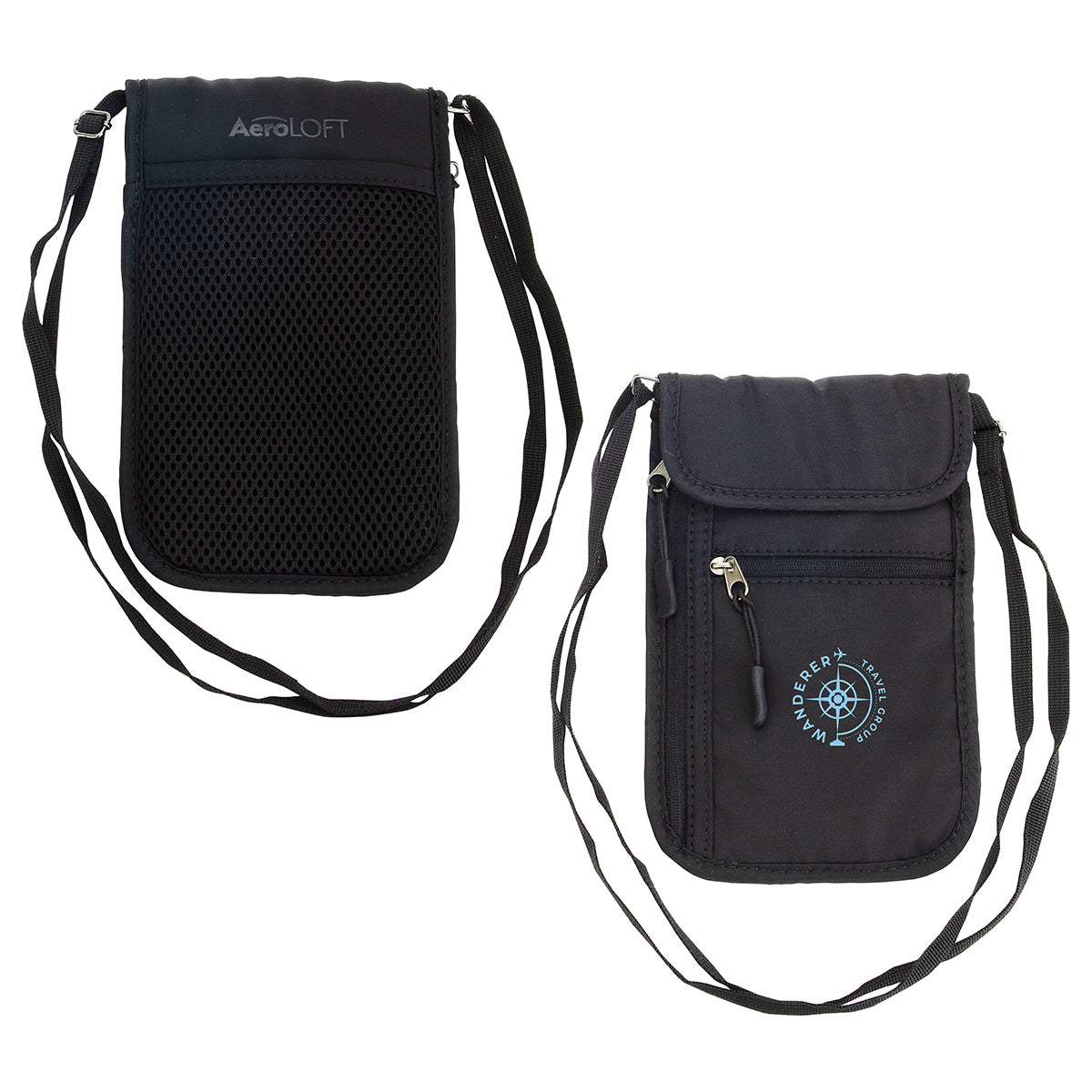 Custom logo AeroLOFT® Jet Black Safety Organizer Neck Wallet