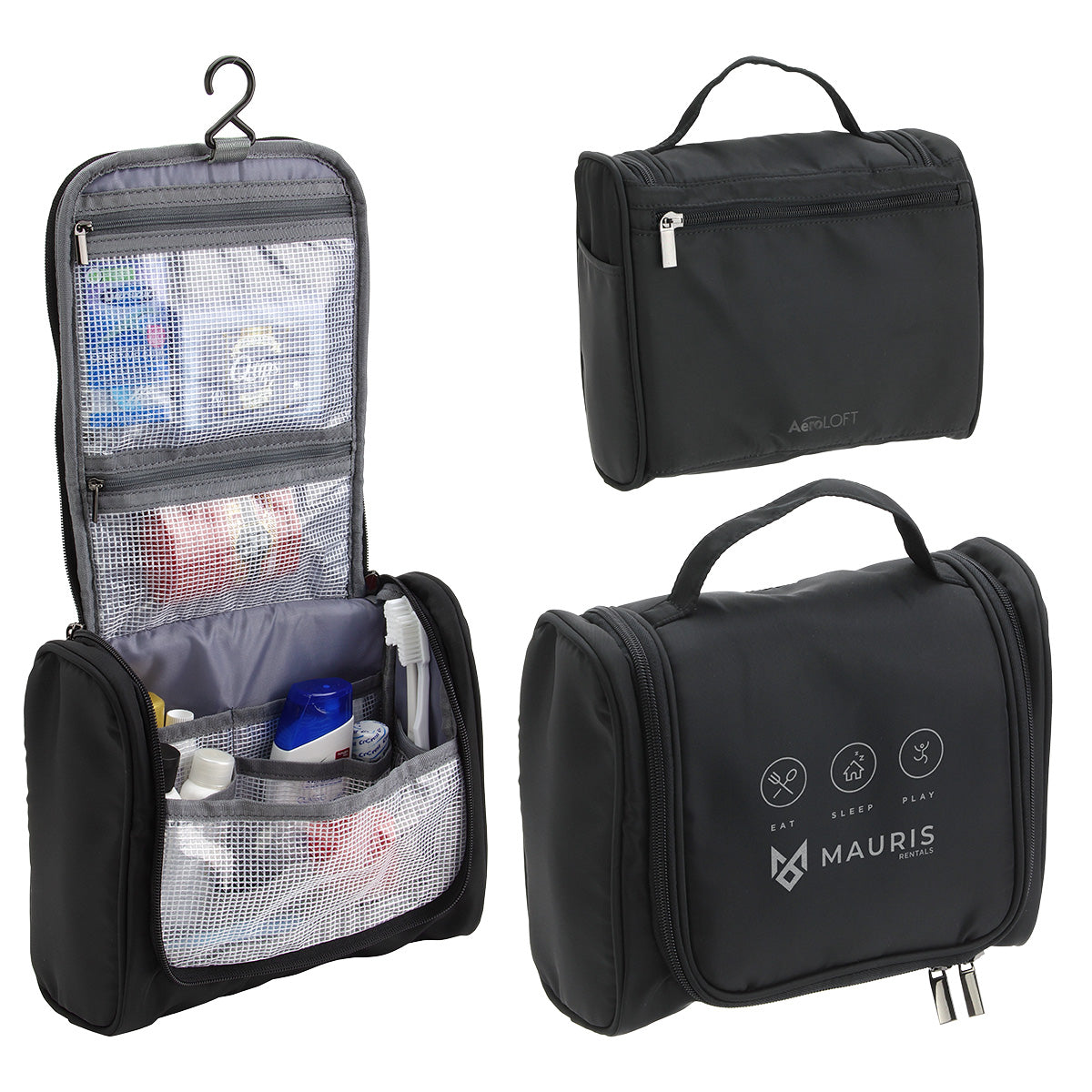 Custom logo AeroLOFT® Jet Black Toiletry Kit