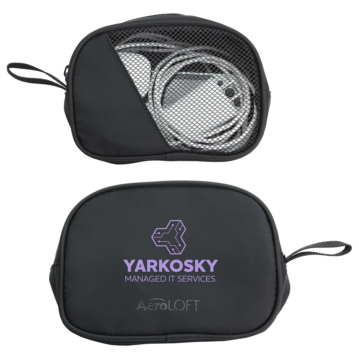 Custom logo AeroLOFT® Jet Black Tech Organizer Mesh Pouch