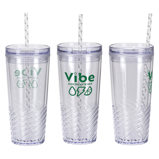 Clio 20 oz 2-in-1 Recycled Acrylic Straw Tumbler