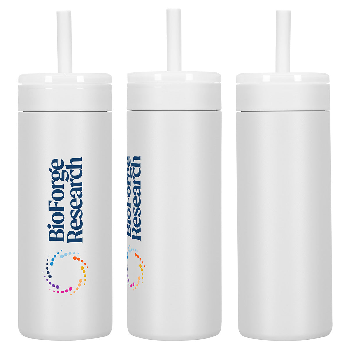 Custom logo Elyse 22 oz Eco-Friendly Leak Proof Vacuum Silicone Straw Tumbler in White