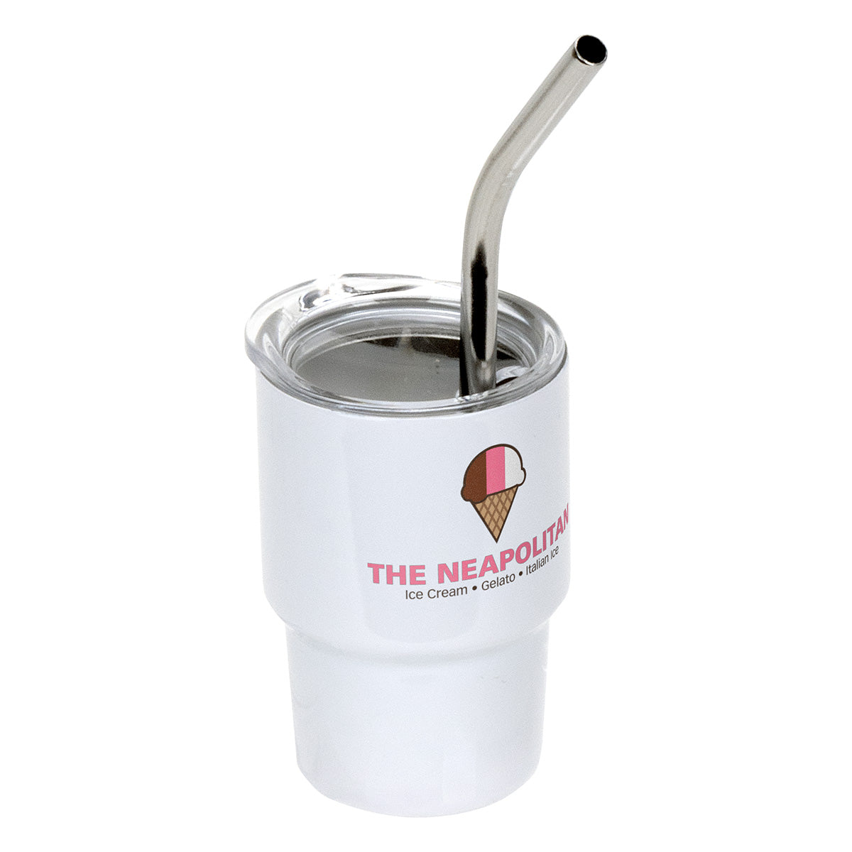 Custom logo Mini Belmont 3 oz Double-Wall Stainless Steel Tumbler with Straw