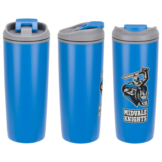 Olympia 17 oz Stainless Steel/Polypropylene Tumbler with Flip Top Lid