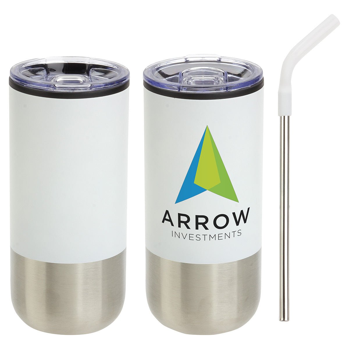 Custom logo Oxford 16 oz Stainless Steel/Polypropylene Tumbler with Straw