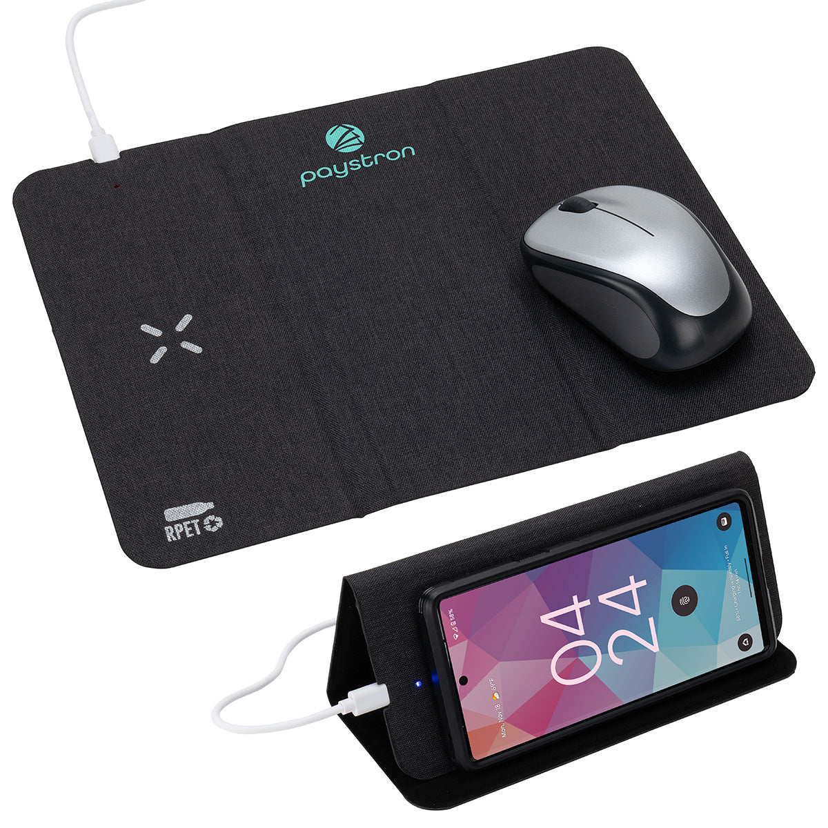 Custom logo Acadia RPET Mouse Pad with 15W Wireless Charger
