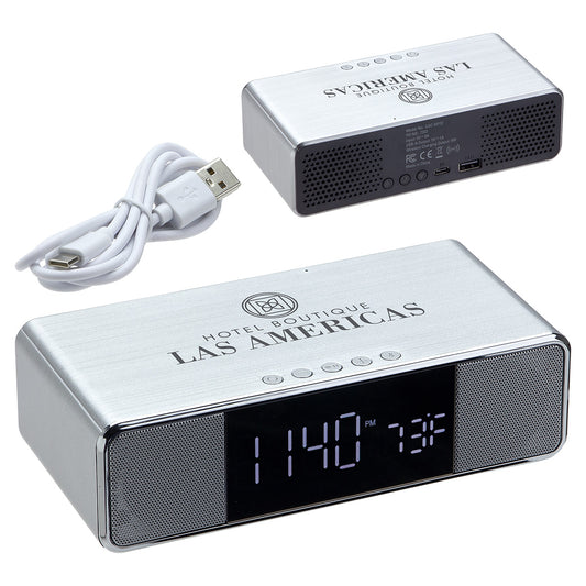 Custom logo Mystic Alarm Clock with Wireless Speaker & Wireless Charger