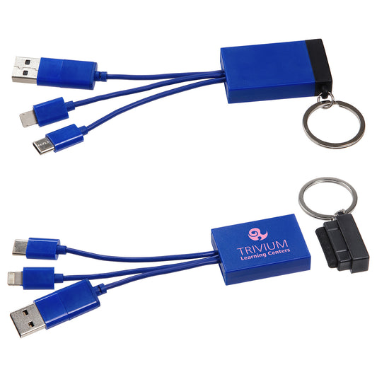 Custom logo Triplet 3-in-1 Charging Cable with Screen Cleaner
