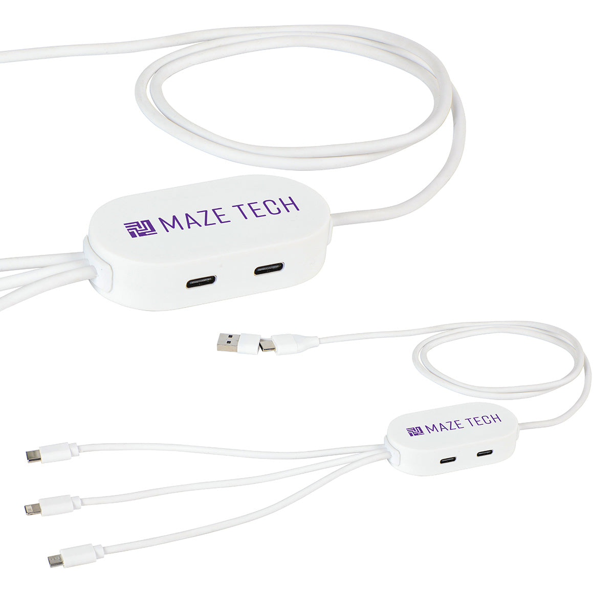 Triumph 3-in-1 Charging Cable with 4-Port USB Hub and Recycled Casing