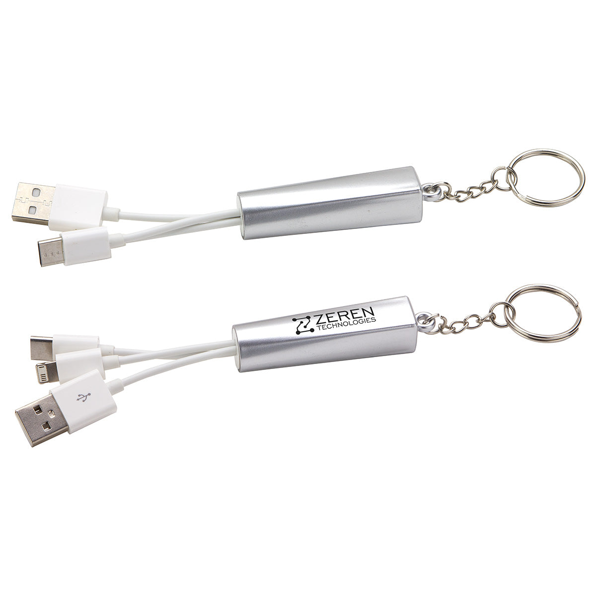 Custom logo Trey 3-in-1 Light-Up Charging Cable with Keychain