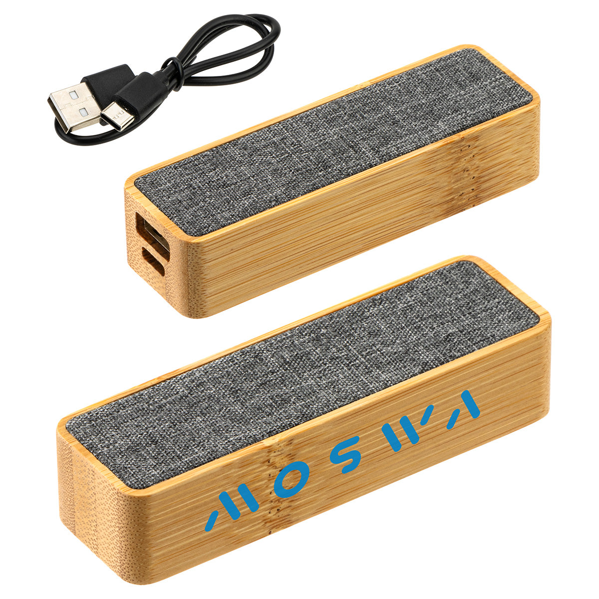 Custom logo FSC® Bamboo/RPET 2000mAh Mini Power Bank