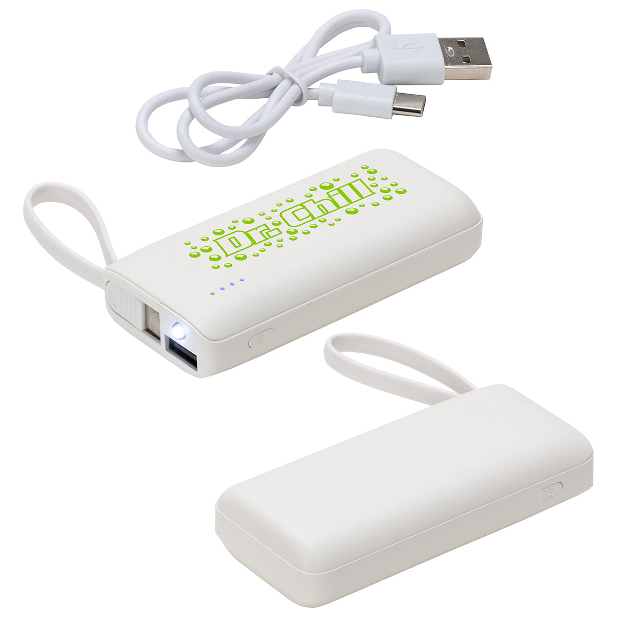 Custom logo Chancellor 5000mAh Power Bank with USB-C Built-in Cable