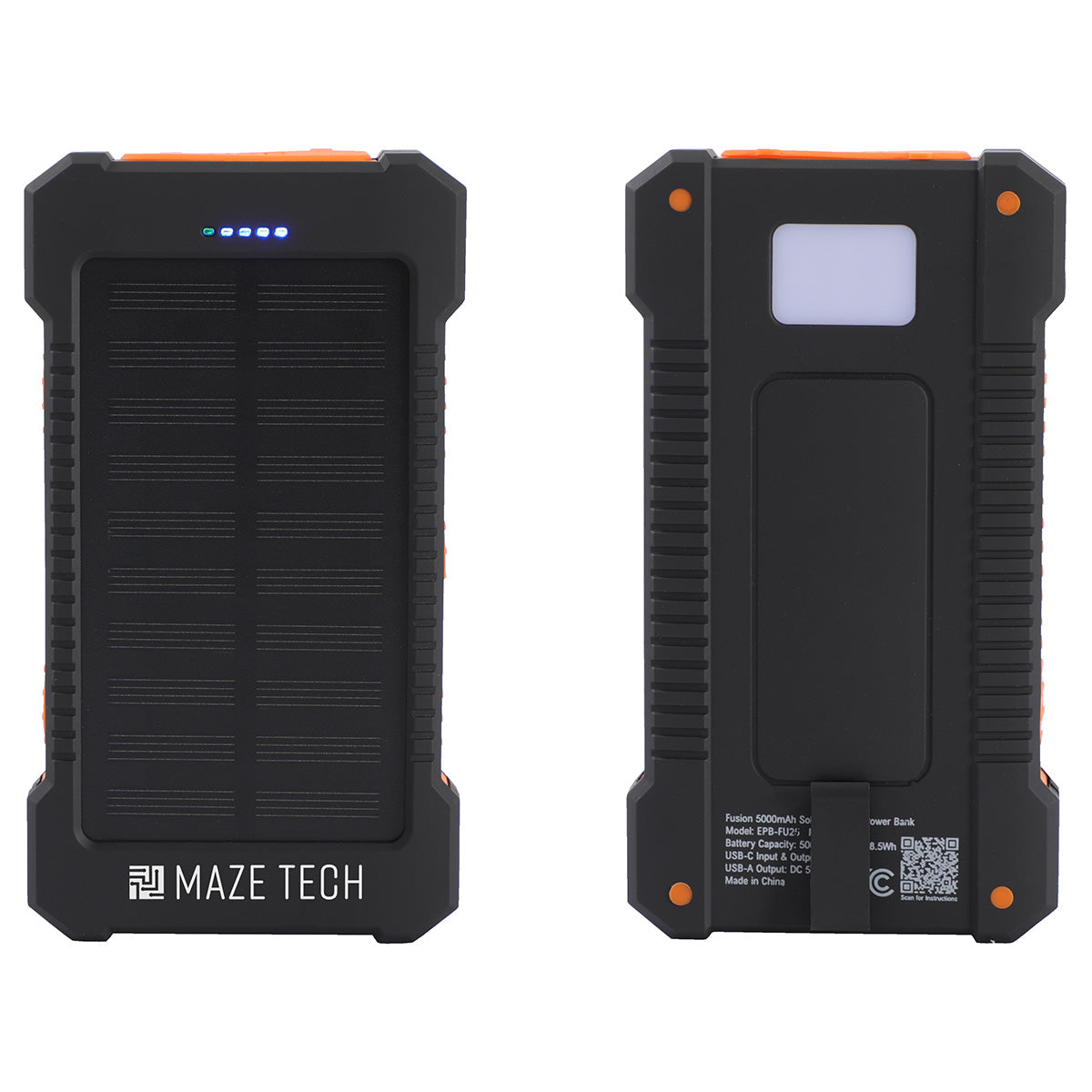 Custom logo Fusion 5000mAh Solar-Charging Power Bank