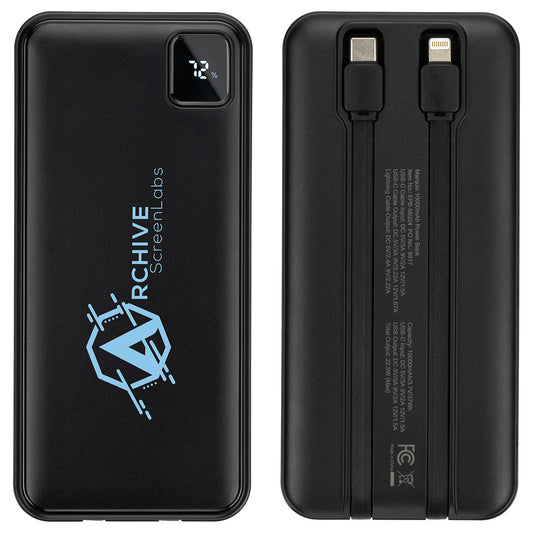 Custom logo Marquis 10000mAh 20W PD Power Bank with Built-In Cables
