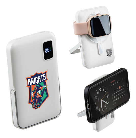 Custom logo Regal 10000mAh 20W PD Power Bank w/15W Magnetic Wireless Charger, Watch Charger & Phone Stand