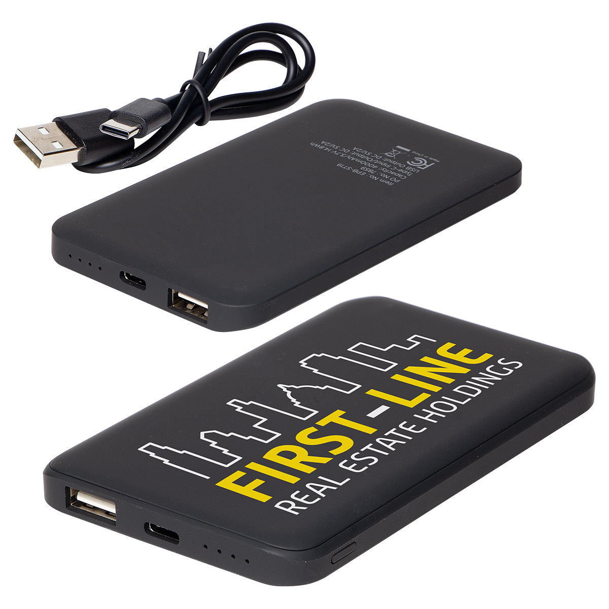 Custom logo Soft-Touch 4000mAh Hi-Density Polymer Power Bank