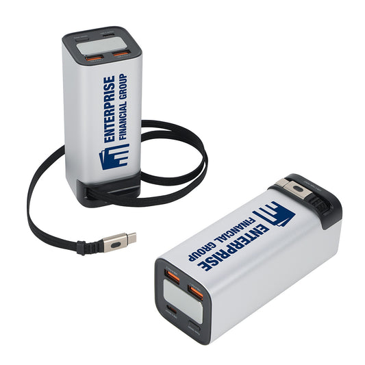 Custom logo Ultimate 20000mAh 100W PD Power Bank with Retractable Charging Cable