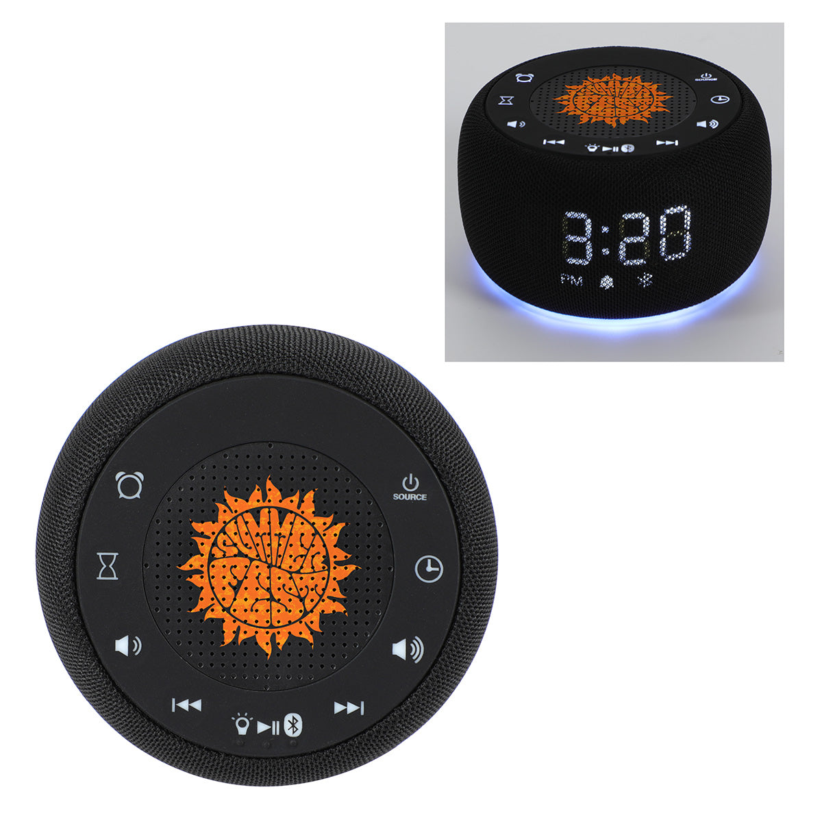 Custom logo Meridian Digital Clock with Wireless Speaker & White Noise Sounds