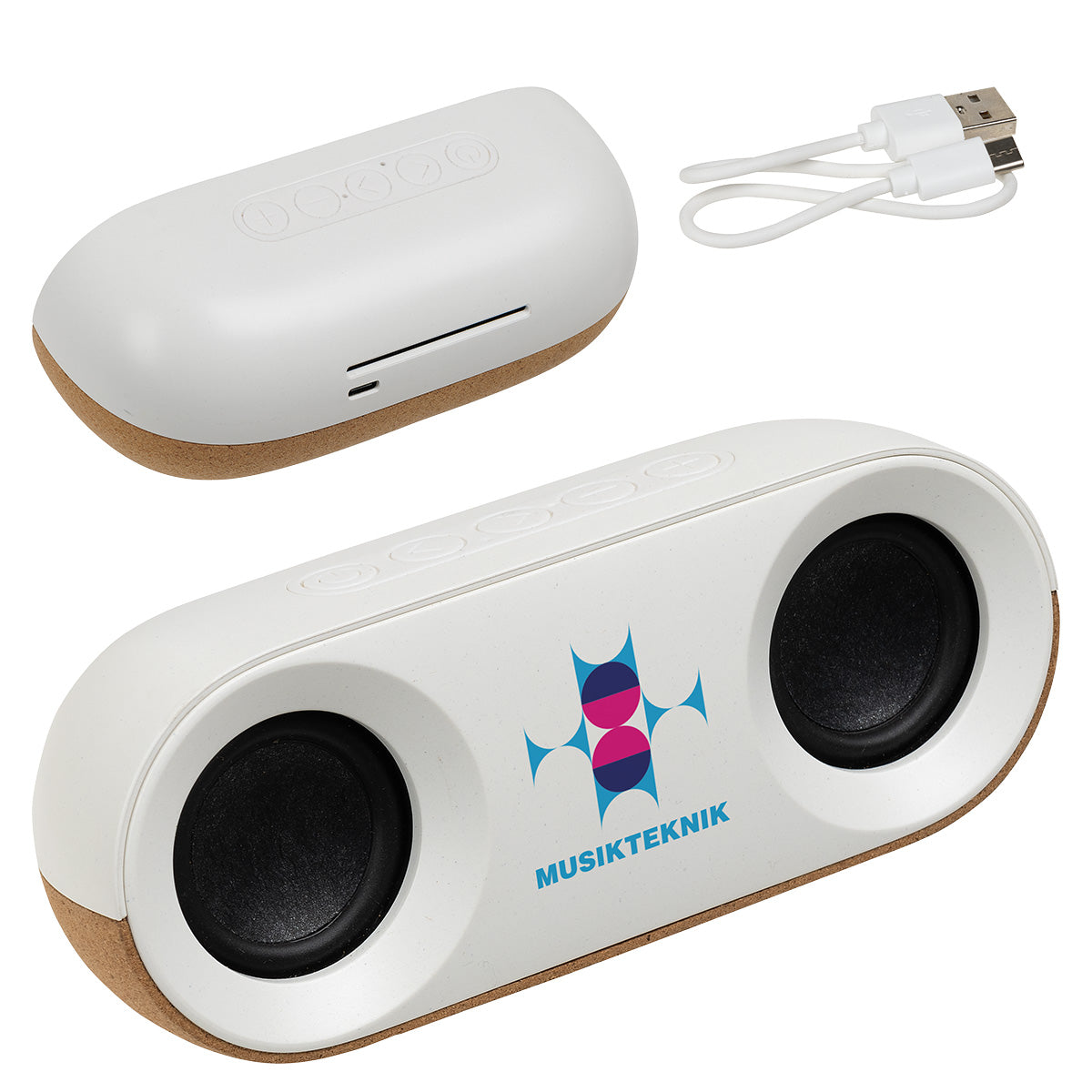 Custom logo Ovation 10W Stereo Speaker Made With FSC® Cork & Recycled Plastic