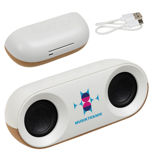 Custom logo Ovation 10W Stereo Speaker Made With FSC® Cork & Recycled Plastic
