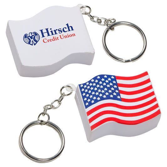 Custom logo US Flag Stress Reliever Key Chain