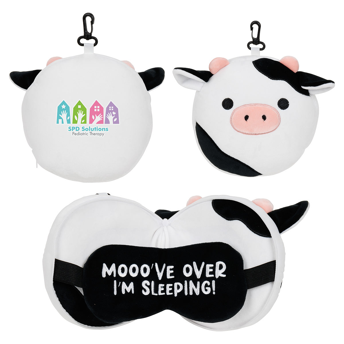 Custom logo Comfort Pals™ Cow 2-in-1 Pillow Sleep Mask