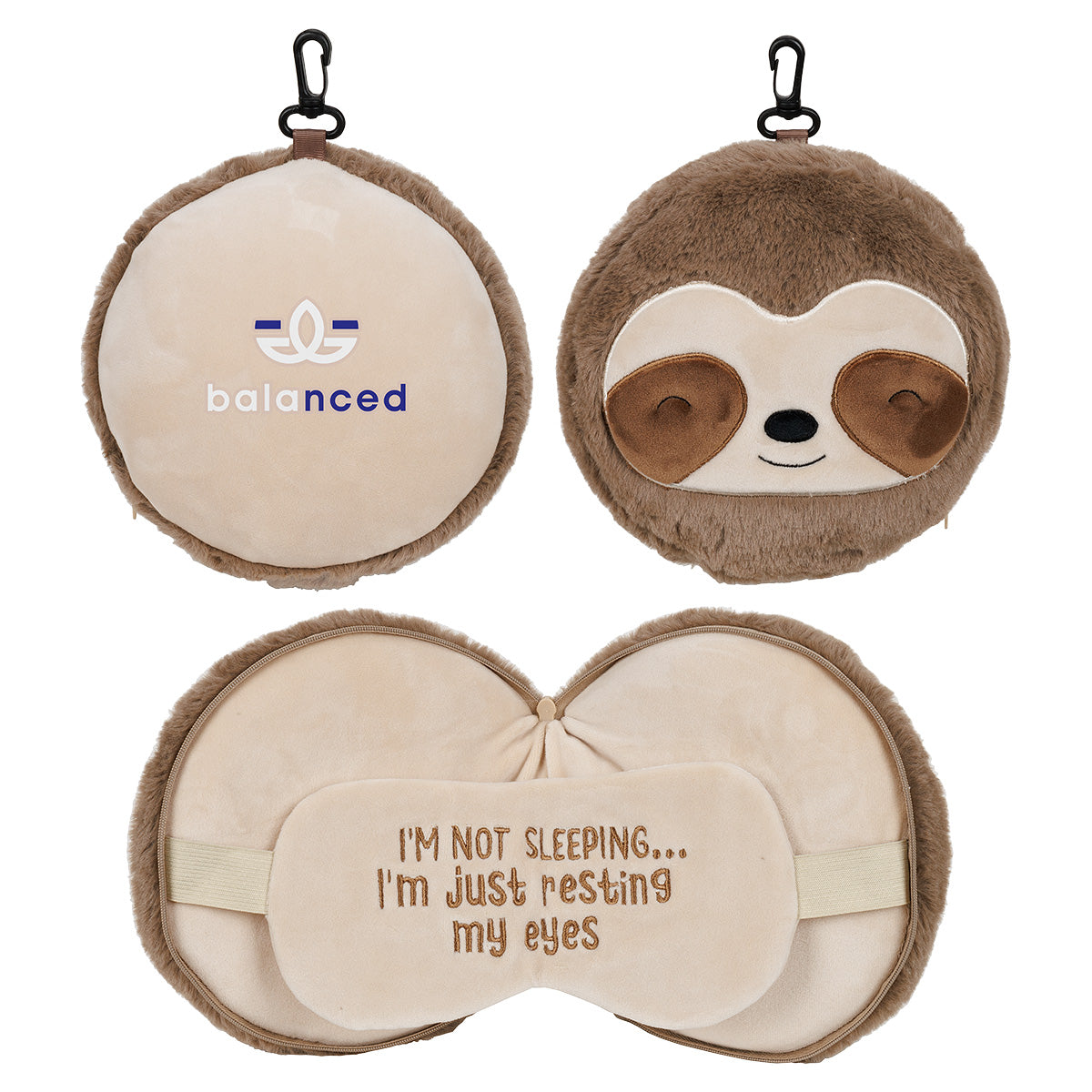 Custom logo Comfort Pals™ Sloth 2-in-1 Pillow Sleep Mask