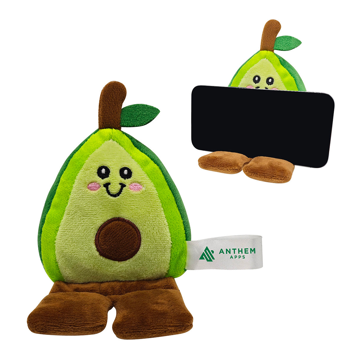 Custom logo Phone Pals™ Weighted Plush Phone Holder - Avocado