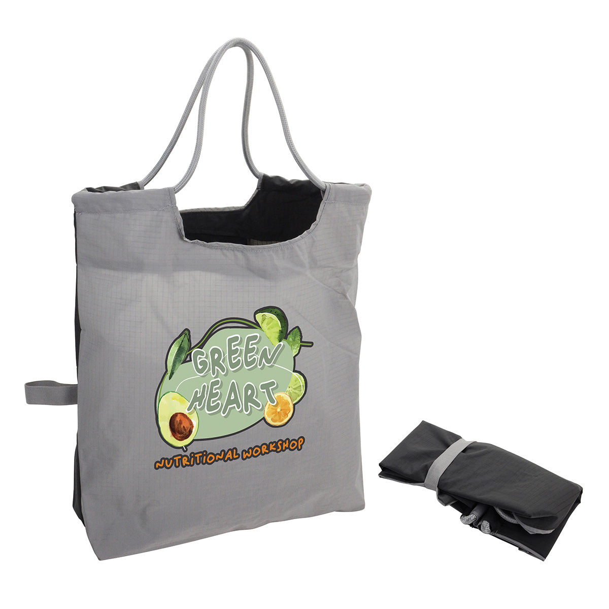 Custom logo Boulevard Foldable Ripstop Tote with Cinch Cord Handles
