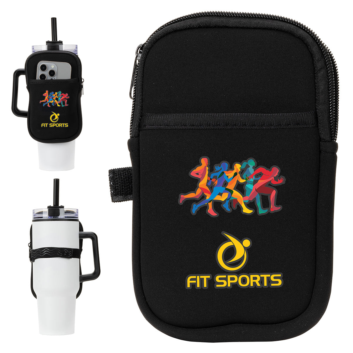Custom logo Cup Caddy Zippered Pouch for Large Mugs