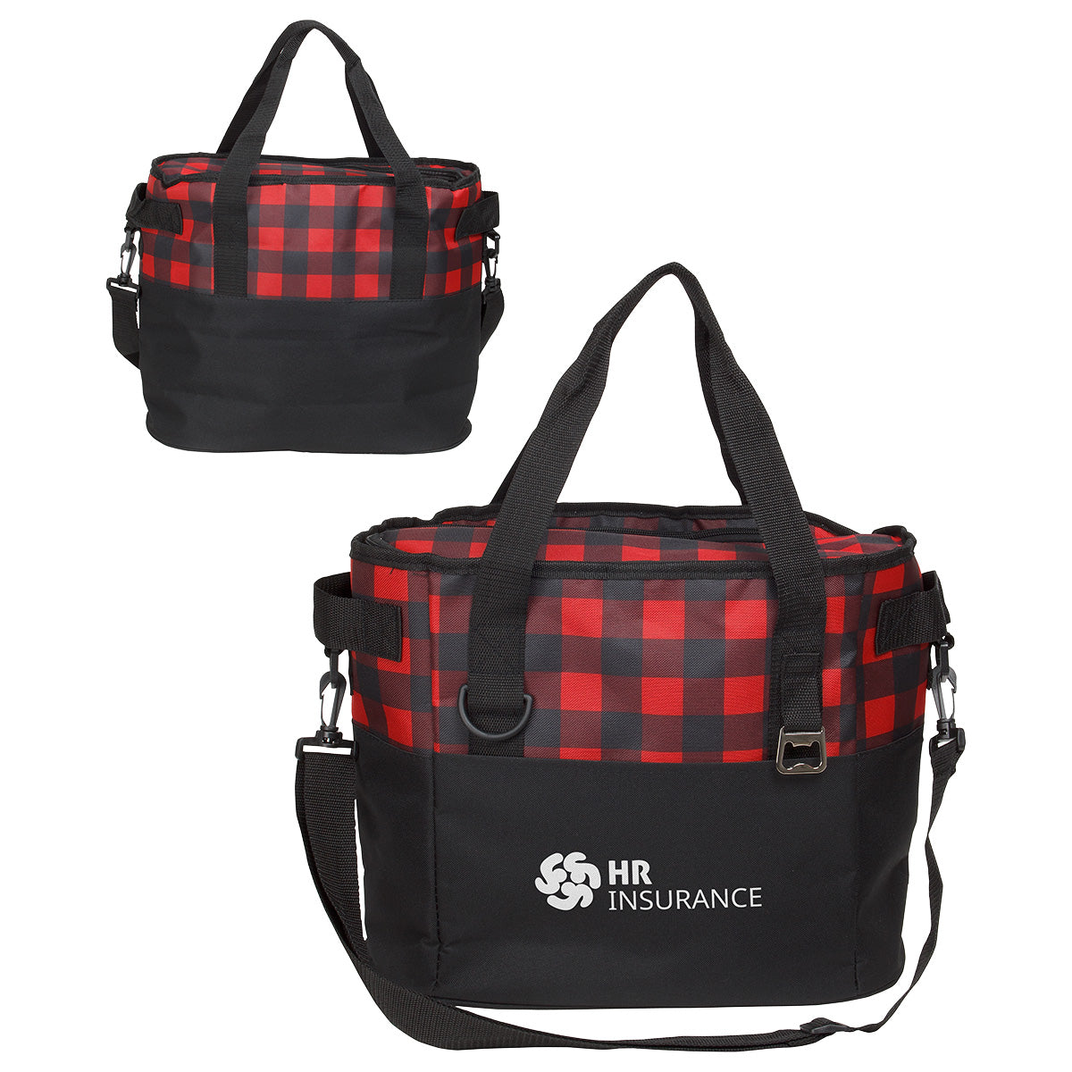 Custom logo Plaid Insulated Cooler Bag
