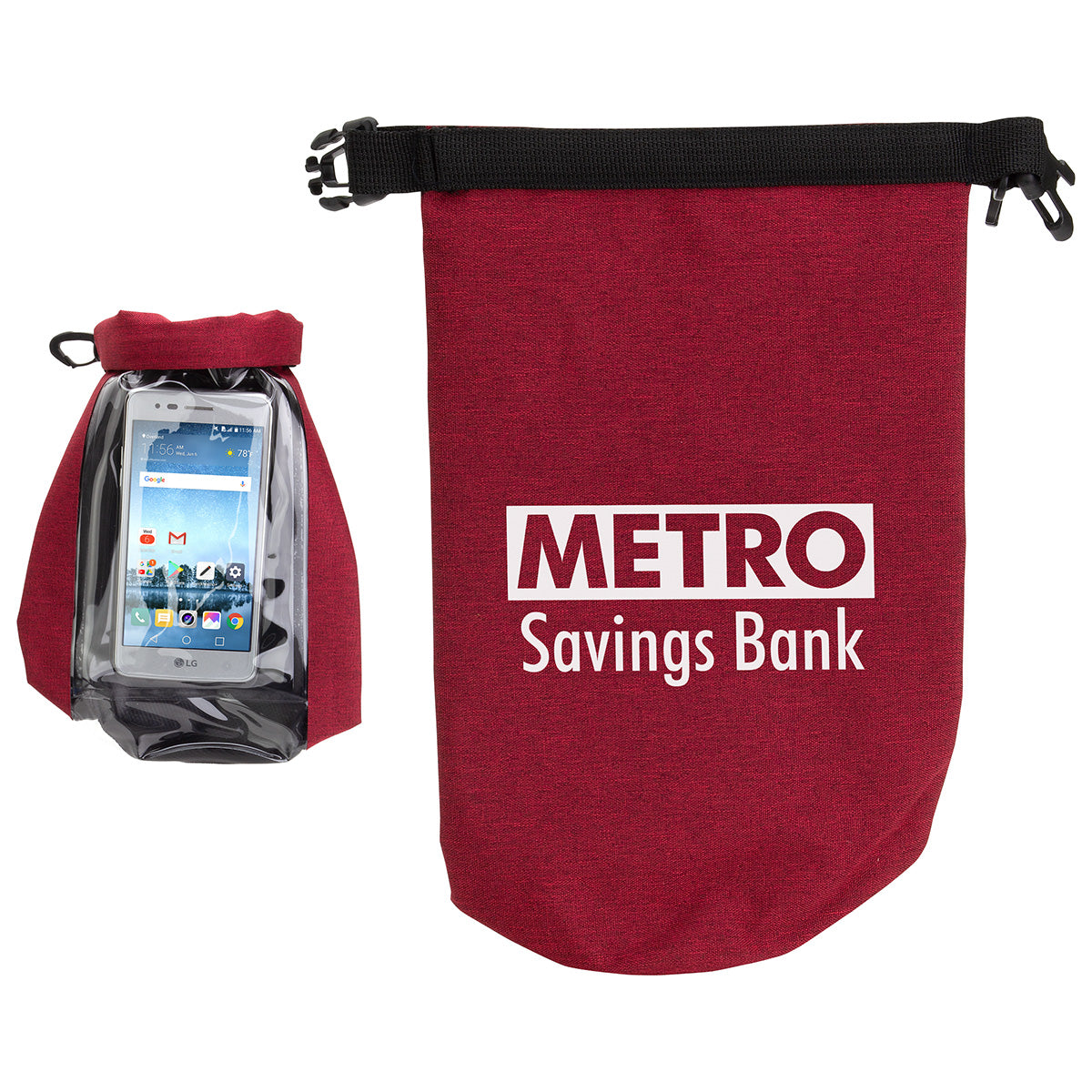 Custom logo 2-Liter Waterproof Gear Bag with Touch-Thru Phone Pocket