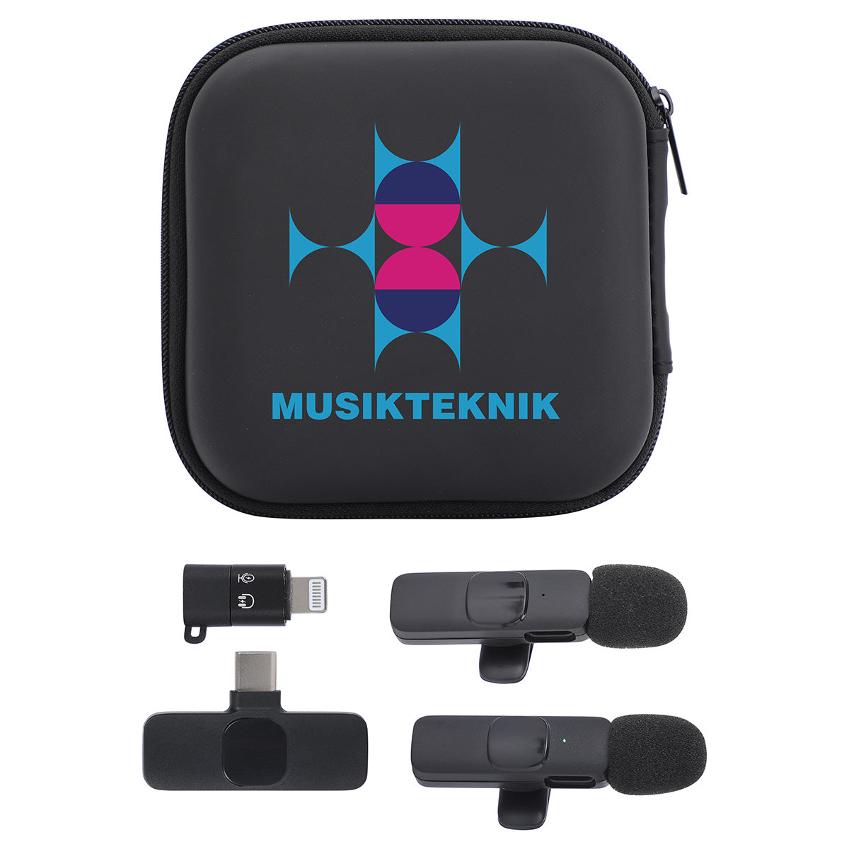 Custom logo Center Stage Portable Wireless Lavalier Microphone - Set of 2